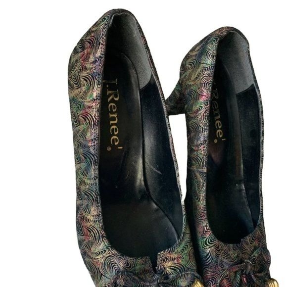 Vintage J.Renee' Leather Block Square Novelty Swirl Heels - Picture 9 of 10